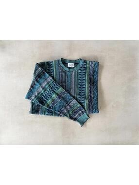 Monello M 90s Teal Blue Pattern Biggie Sweater